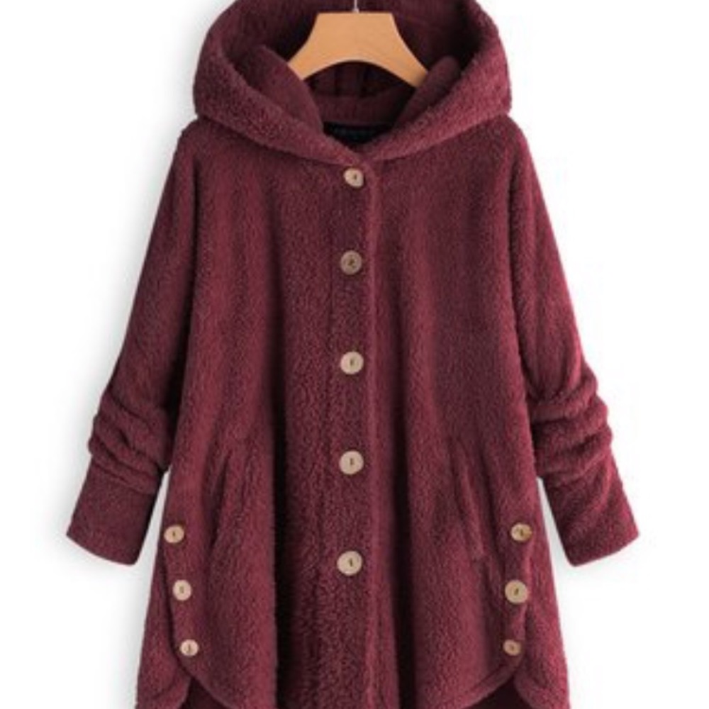 Teddy Coat- Burgendy NWOT